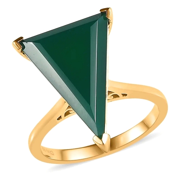.•°Happy🌛Moon°•. Jewelry - 7.00ctw Verde Onyx Solitaire Ring In Vermeil YG Over Sterling Silver